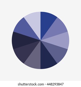 info template pie blue charts with 10 steps vector
