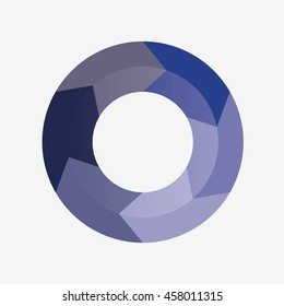 info template pie blue charts with 6 steps