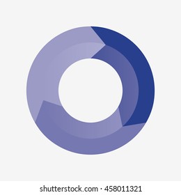 info template pie blue charts with 3 steps