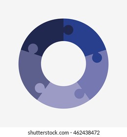 info template pie blue charts with 5 steps