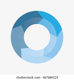 info template pie blue charts with 5 steps
