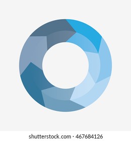 info template pie blue charts with 7 steps