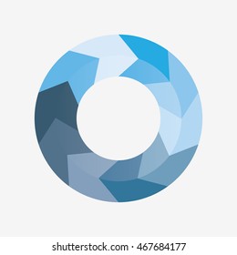 info template pie blue charts with 10 steps