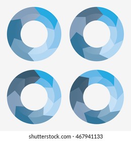 info template pie blue charts with 6, 7, 8, 9 steps