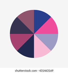info template pie blue and pink charts with 8 steps, info template vector, pie charts vector