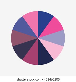 info template pie blue and pink charts with 10 steps, info template vector, pie charts vector