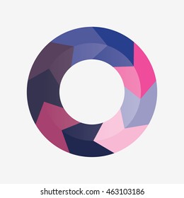 info template pie blue  and pink charts with 9 steps 