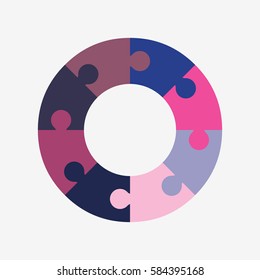 info template pie blue and pink charts with 8 steps