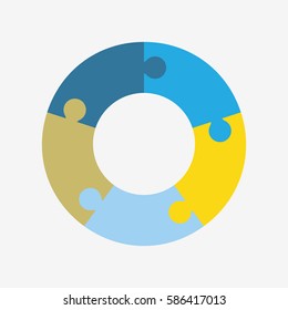 info template pie blue and yellow charts with 5 steps