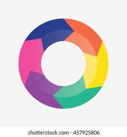 info template pie charts with 6 steps