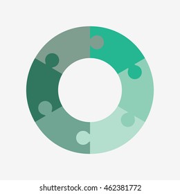 info template pie charts green with 6 steps