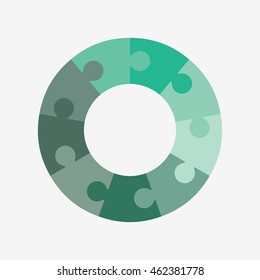 info template pie charts green with 9 steps