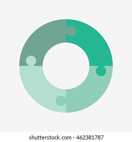 info template pie charts green with 4 steps