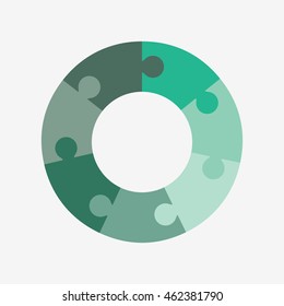 info template pie charts green with 7 steps