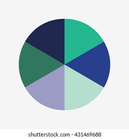 info template pie green and blue charts with 6 steps, info template vector, pie charts vector