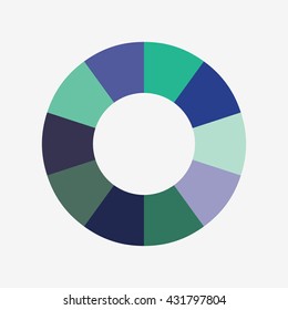 info template pie green and blue charts with 10 steps, info template vector, pie chart vector