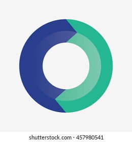 info template pie green and blue charts with 2 steps