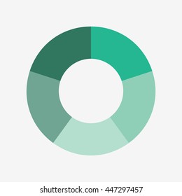 info template pie green charts with 5 steps vector