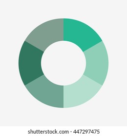 info template pie green charts with 6 steps vector
