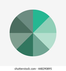 info template pie green charts with 8 steps vector
