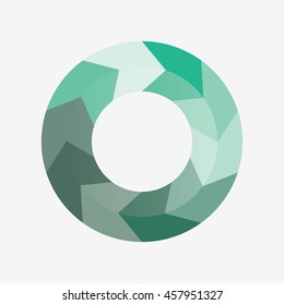 info template pie green charts with 10 steps
