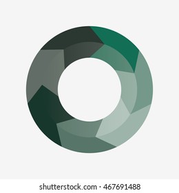 info template pie green charts with 7 steps