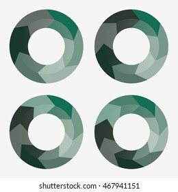 info template pie green charts with 6, 7, 8, 9 steps