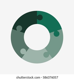 info template pie green charts with 5 step