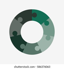 info template pie green charts with 7 step