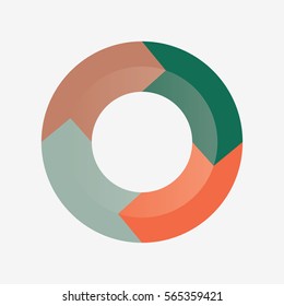 info template pie green and orange charts with 4 steps