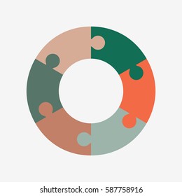 info template pie green and orange charts with 6 steps