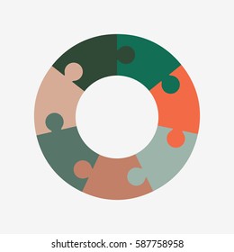 info template pie green and orange charts with 7 steps