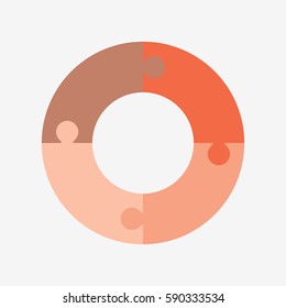 info template pie orange charts with 4 steps