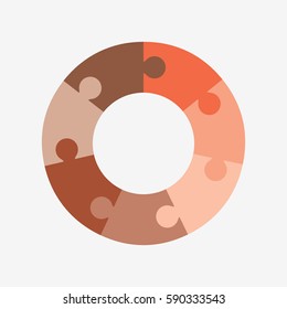 info template pie orange charts with 7 steps