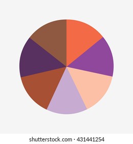 info template pie orange and purple charts with 7 steps, info template vector, pie charts vector