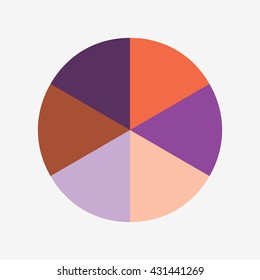 info template pie orange and purple charts with 6 steps, info template vector, pie charts vector