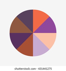 info template pie orange and purple charts with 8 steps, info template vector, pie charts vector