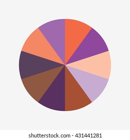 info template pie orange and purple charts with 10 steps, info template vector, pie charts vector