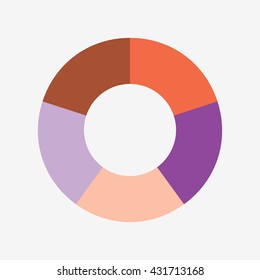 info template pie orange and purple charts with 5 steps, info template vector, pie chart vector