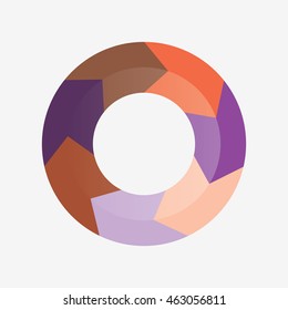 info template pie orange  and purple charts with 7 steps