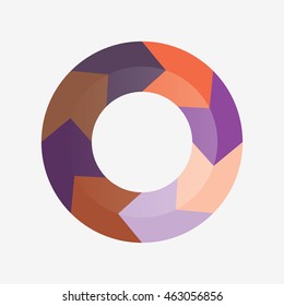 info template pie orange  and purple charts with 8 steps