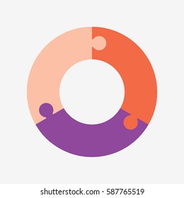 info template pie orange and purple charts with 3 steps