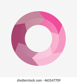 info template pie pink charts with 6 steps