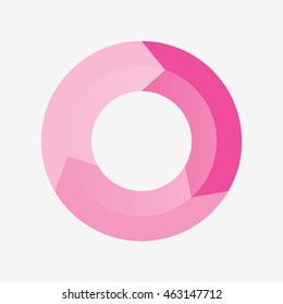 info template pie pink charts with 3 steps