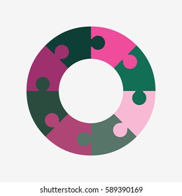 info template pie pink and green charts with 8 steps