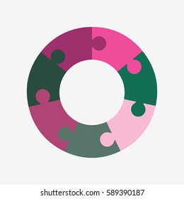 info template pie pink and green charts with 7 steps