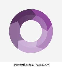 info template pie purple charts with 5 steps