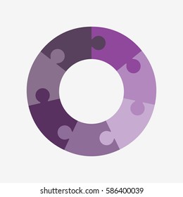 info template pie purple charts with 7 step