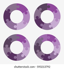 info template pie purple charts with 6, 7, 8, 9, steps