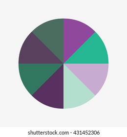 info template pie purple and green charts with 8 steps, info template vector, pie charts vector